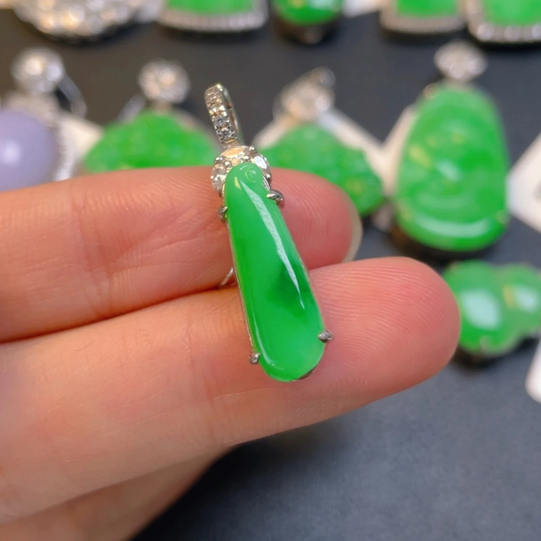 翡翠银S925镶嵌吊坠(不含链)