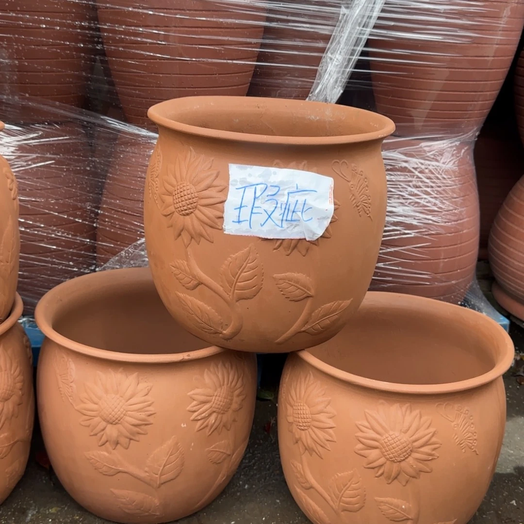 朱泥花盆口30高26宜兴紫砂瑕疵粗糙花泥口失圆