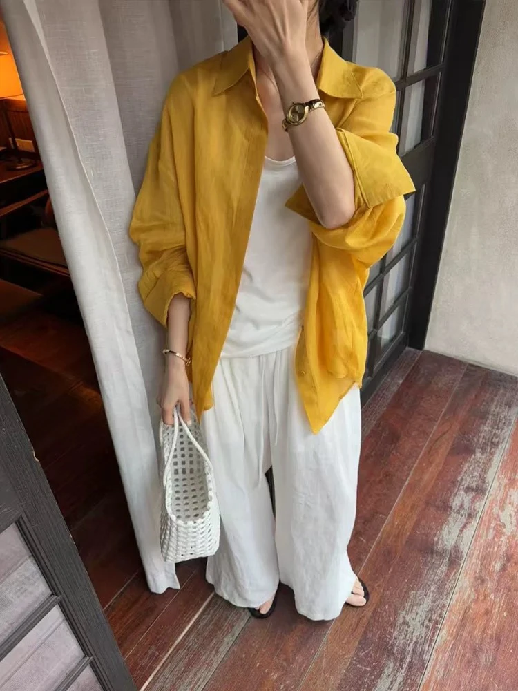 港风宽松polo领长袖衬衫两件套夏季防晒独特超好看上衣薄