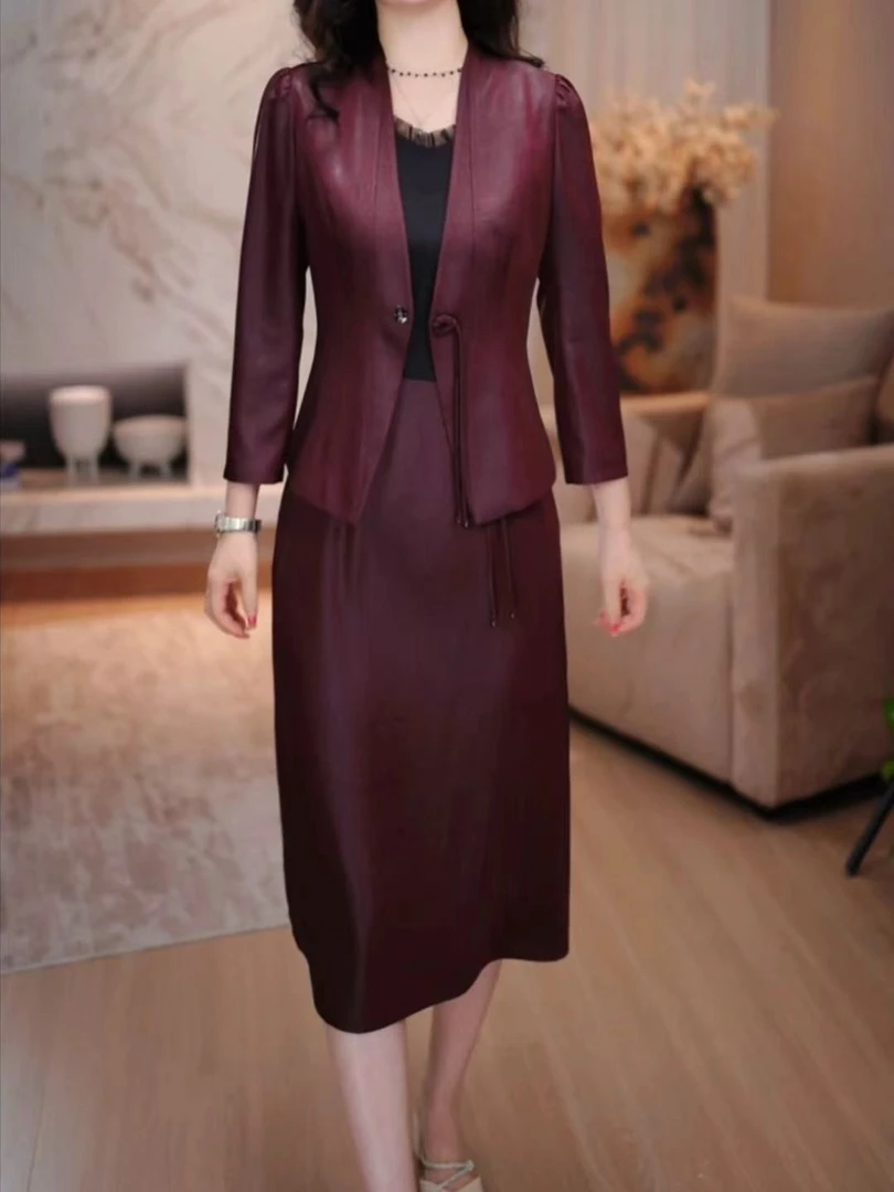 【外套+连衣裙】2025早秋百搭时尚气质优雅中长款两件套裙