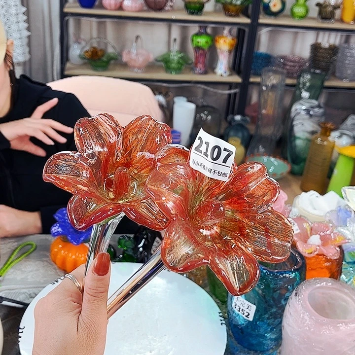 2朵福利花 家悦琉璃工艺品黑斑
