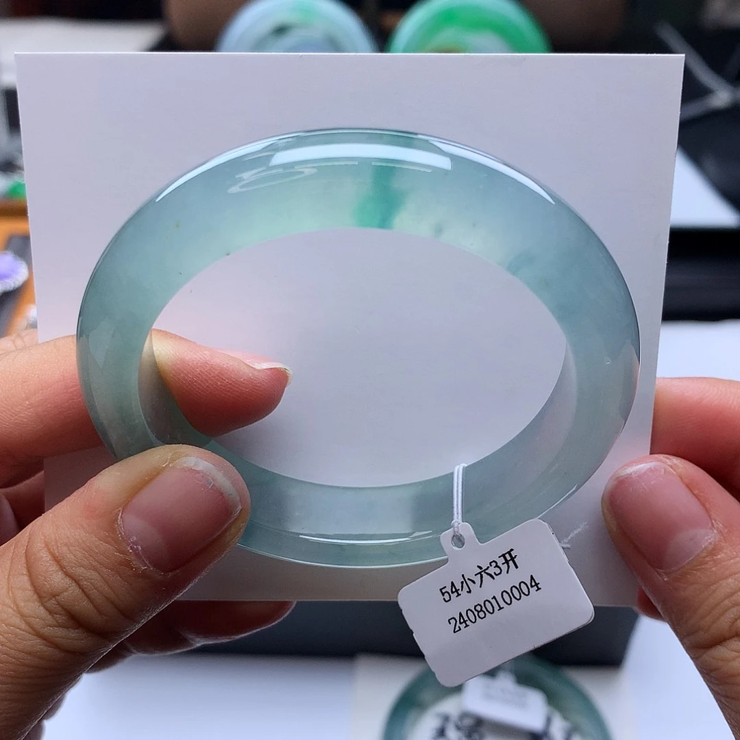 翡翠手镯未镶嵌54冰飘花正圈（具体价格咨询客服）