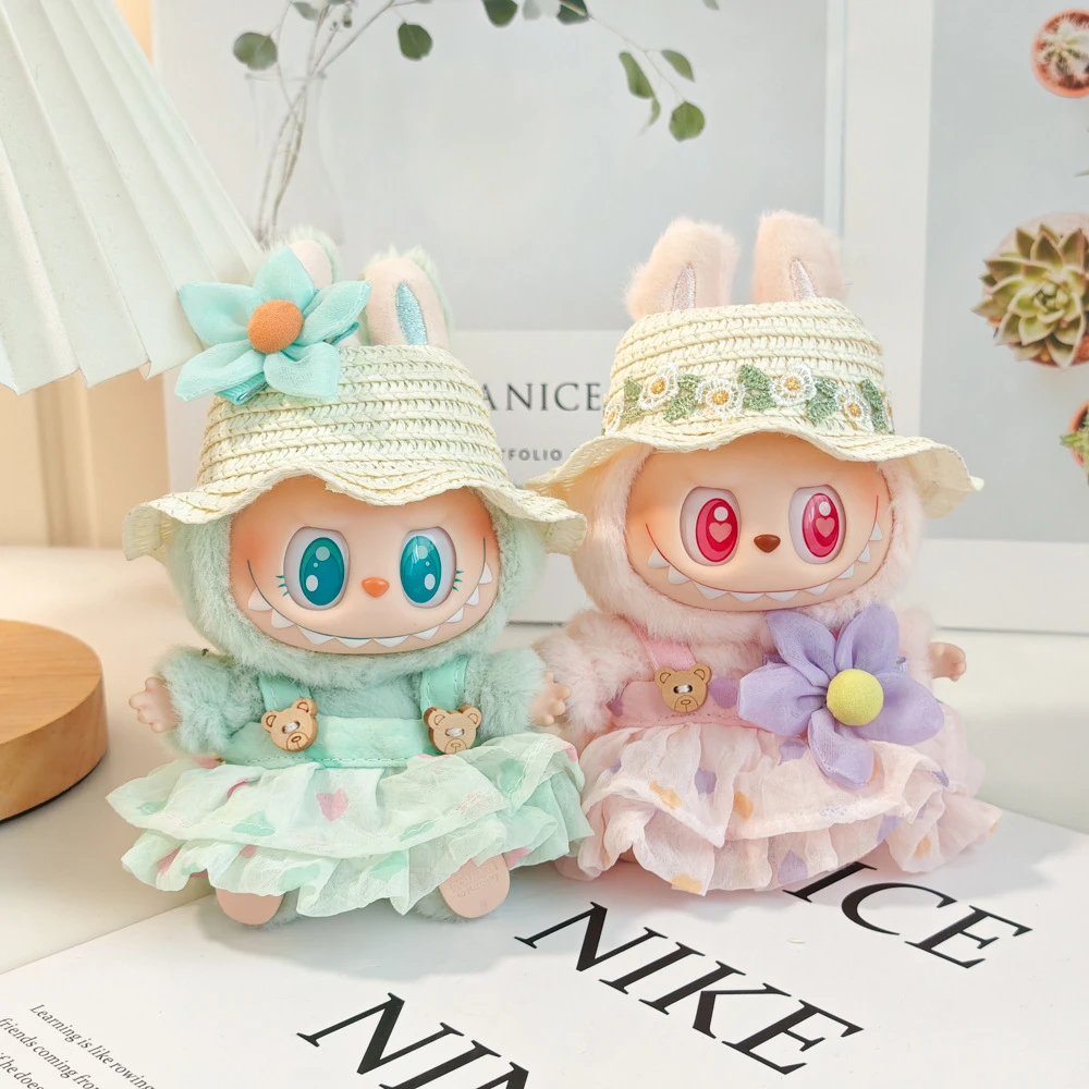拉布布LABUBU一代二代三代通用公仔娃衣服夏季草帽着替labubu娃衣