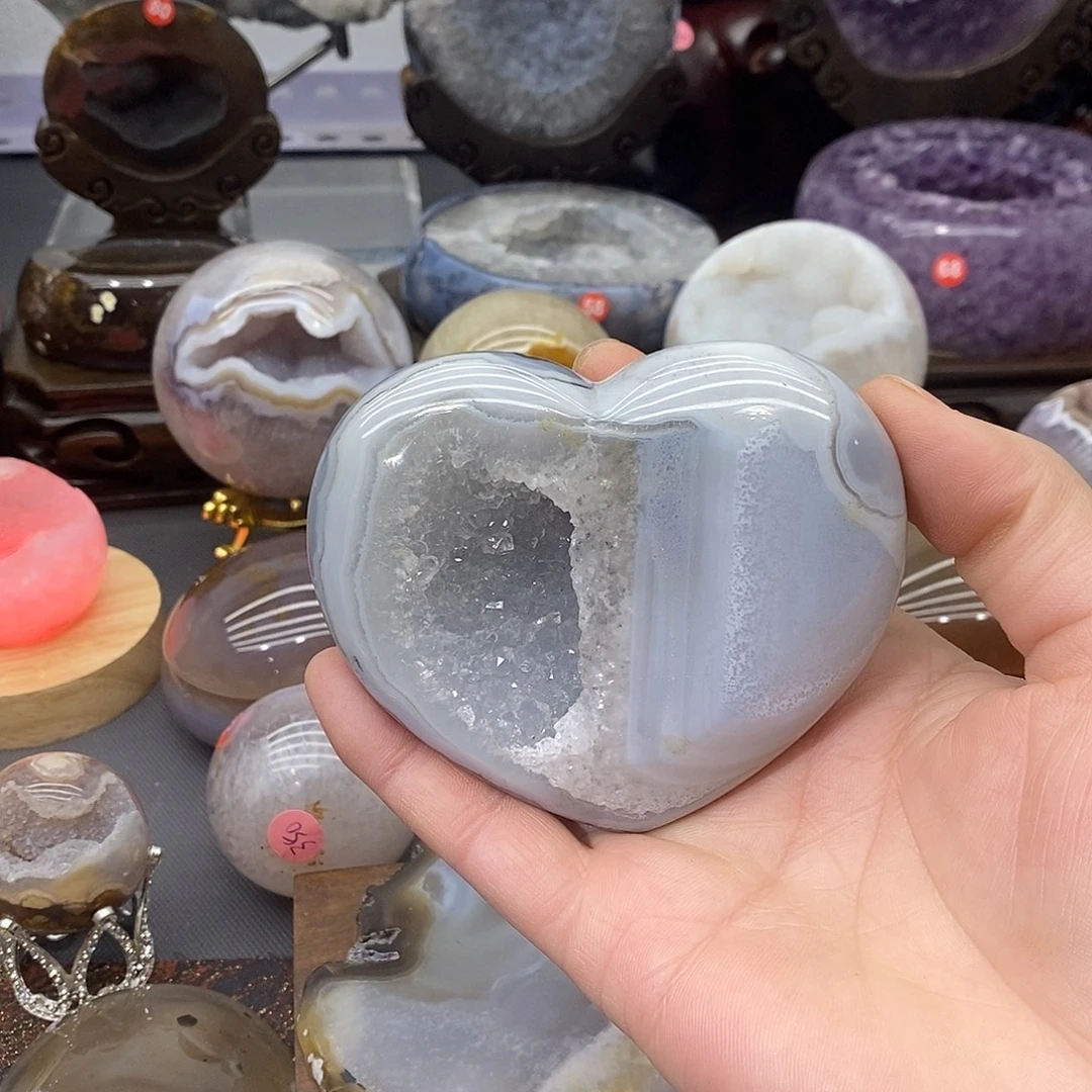 紫晶未镶嵌摆件爱心