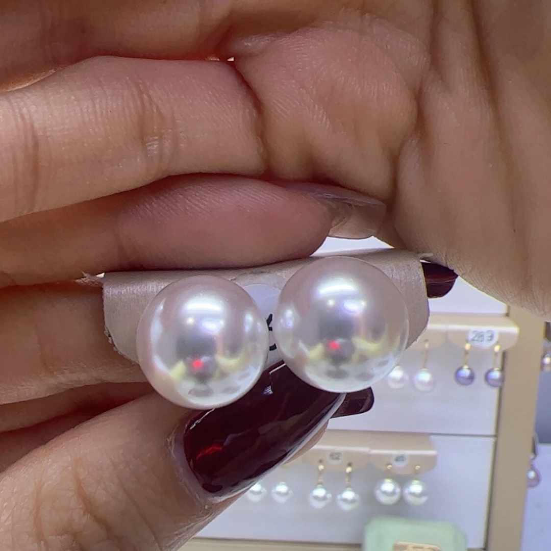 淡水珍珠耳饰18K金镶嵌