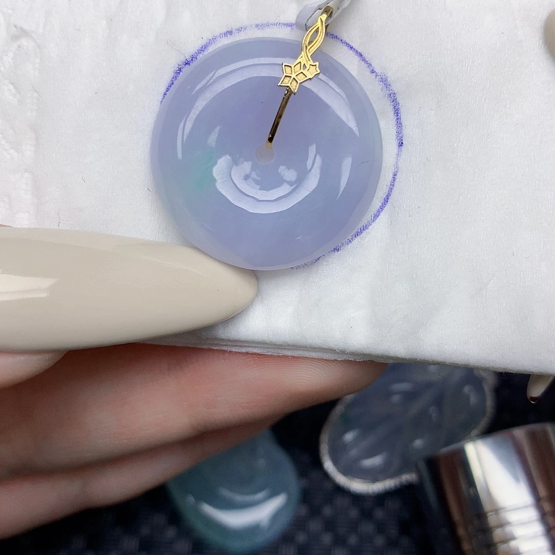 翡翠18K金镶嵌颈饰天然缅甸翡翠a货百元以上9元证书费自理