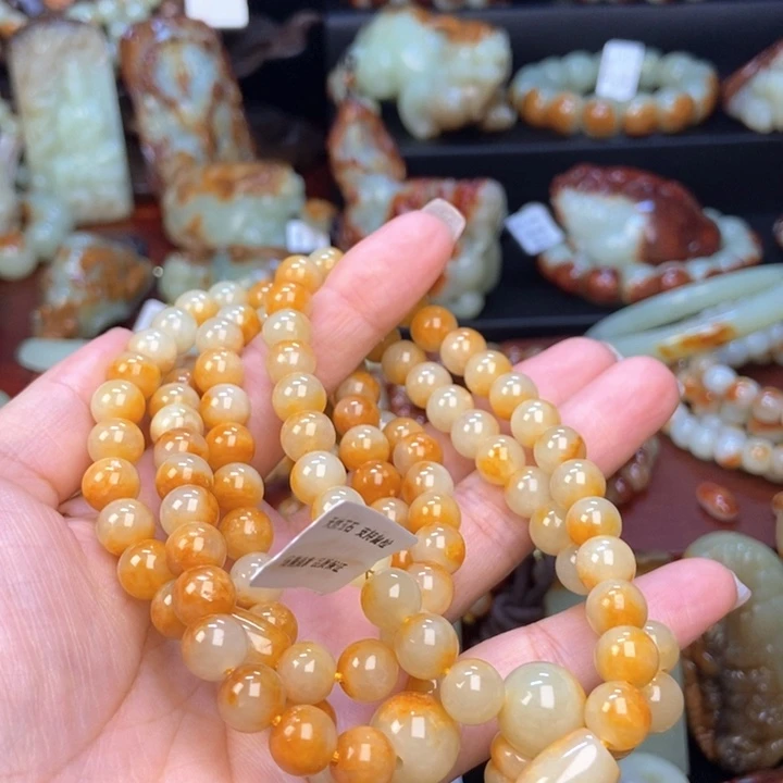 ૮***ა岫岩河磨玉（透闪石质玉）未镶嵌手链