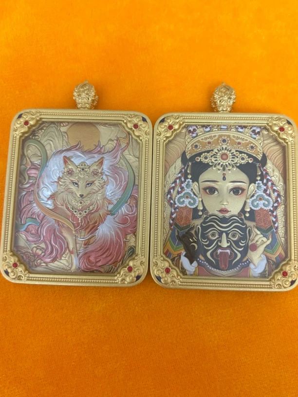 铜合金吊坠 铜鎏金立体浮雕双面328