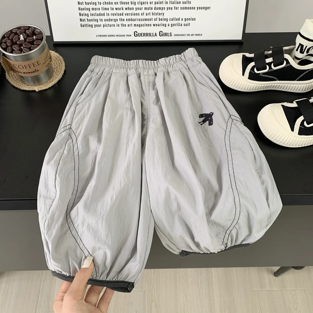 SCBEBE儿童休闲裤夏季新款男童裤子韩版刺绣七分裤男童CK148