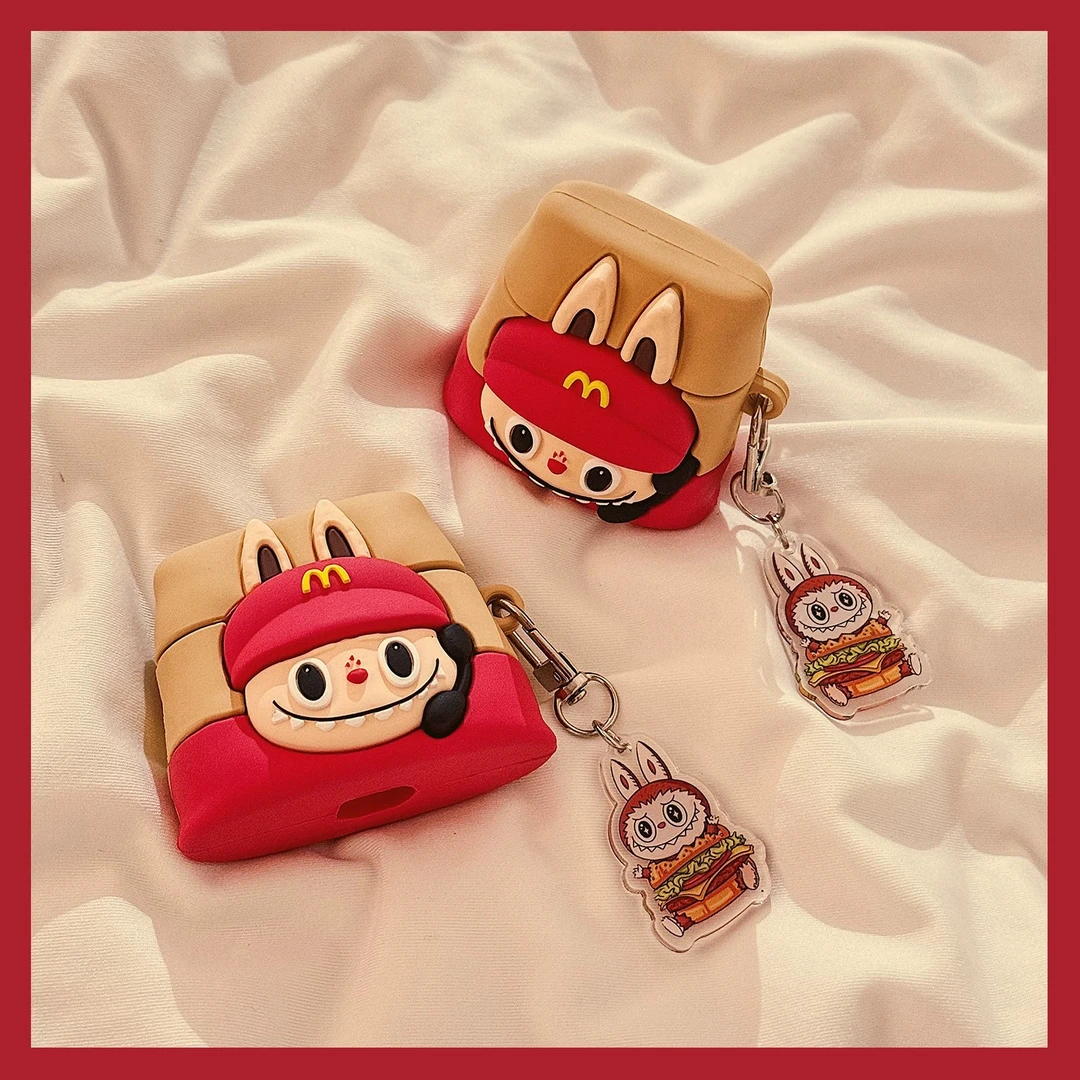 卡通麦门电话拉布布AirPodsPro1/2苹果4代/3代无线蓝牙耳机套硅胶