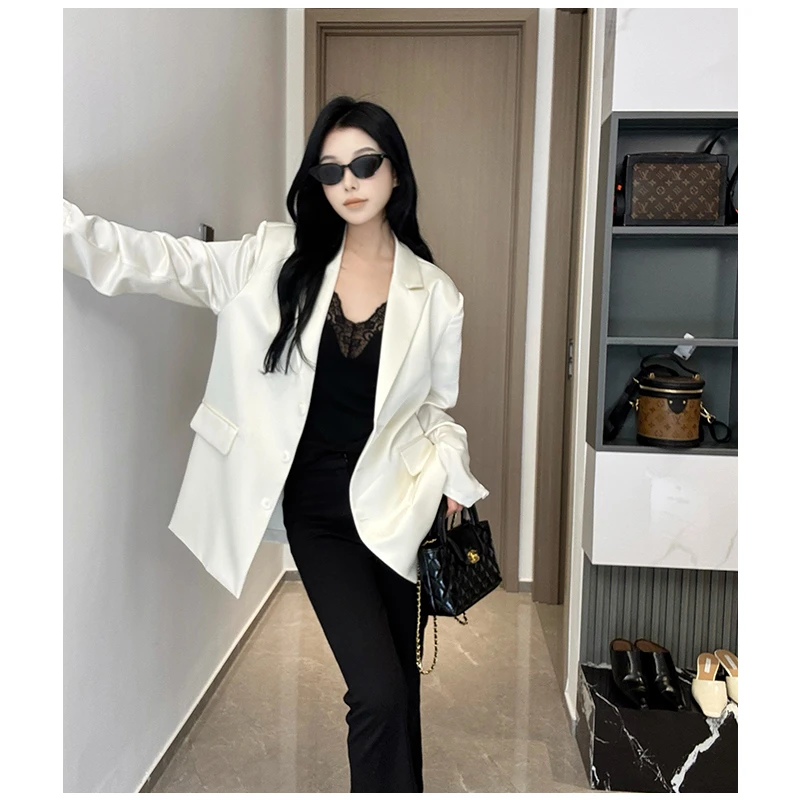 【诗怡定制】高智感缎面光泽夏季单层定制气质单排扣外套西装
