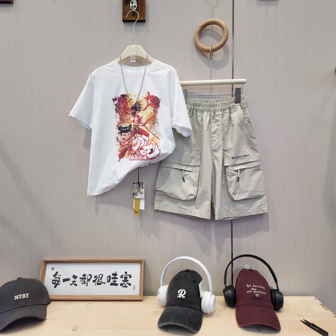 【小哥穿搭】男童孩网红卡通图案短袖T恤夏中大童韩版潮流印花6125