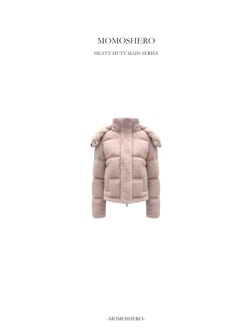 Momoshero【雪樱小暖包】Snow creamy高颜粉！羊毛&90白鹅绒羽绒服