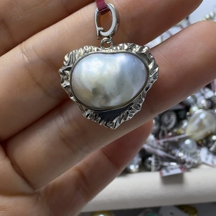 潜***饰颈饰银S925镶嵌海水珍珠