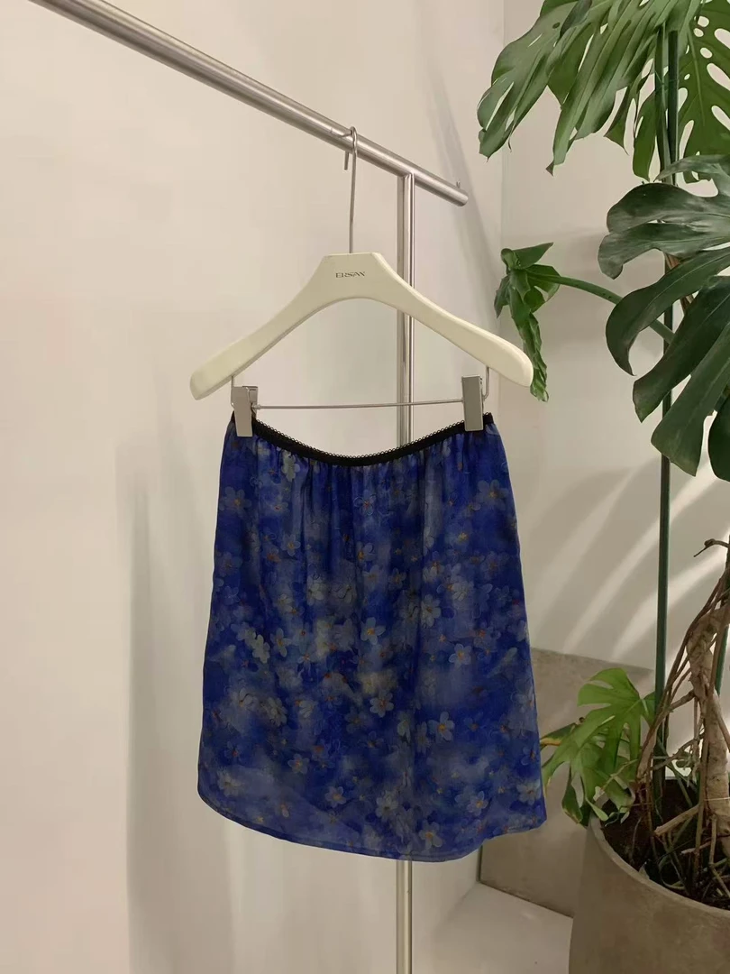 温柔瑶-Ersan#“100人丝”假日风碎花半裙#7564（裙长48cm 腰围66）