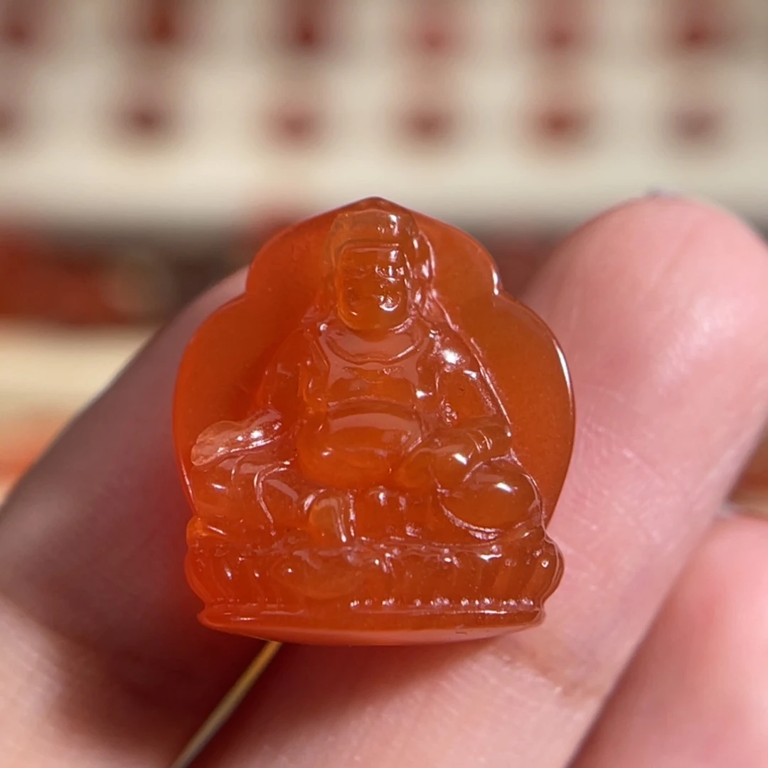 南红玛瑙未镶嵌黄财神背云 16.8x18.3mm