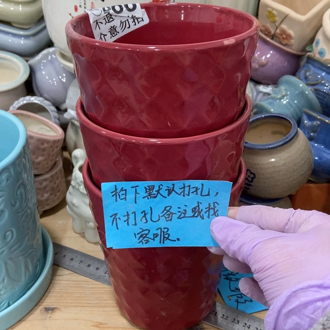 红陶高温陶瓷花盆满12米包邮