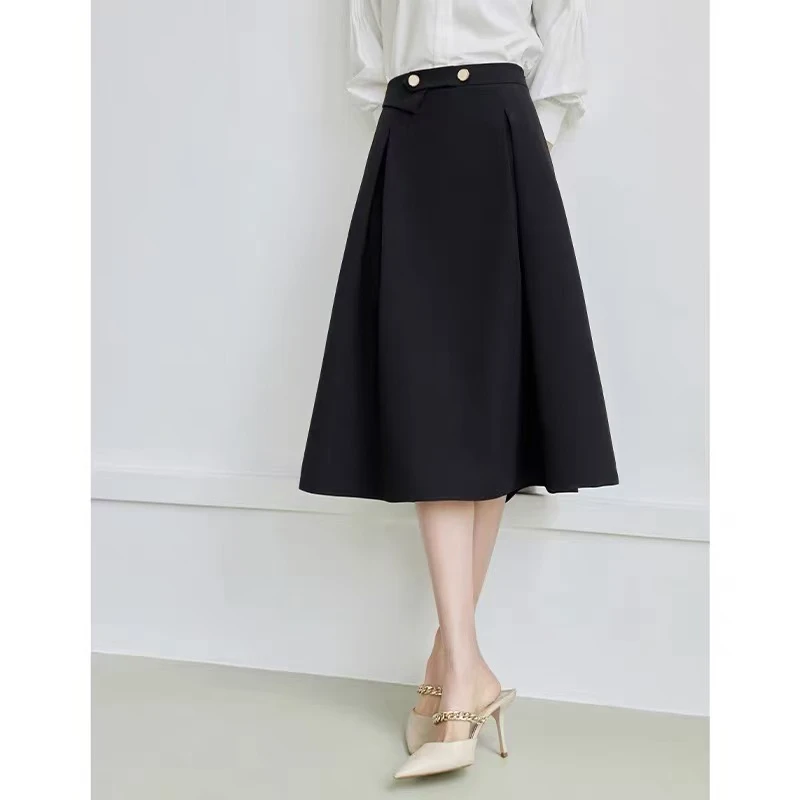夏款宽松百搭职业面试正装穿搭A字裙子遮胯伞裙779