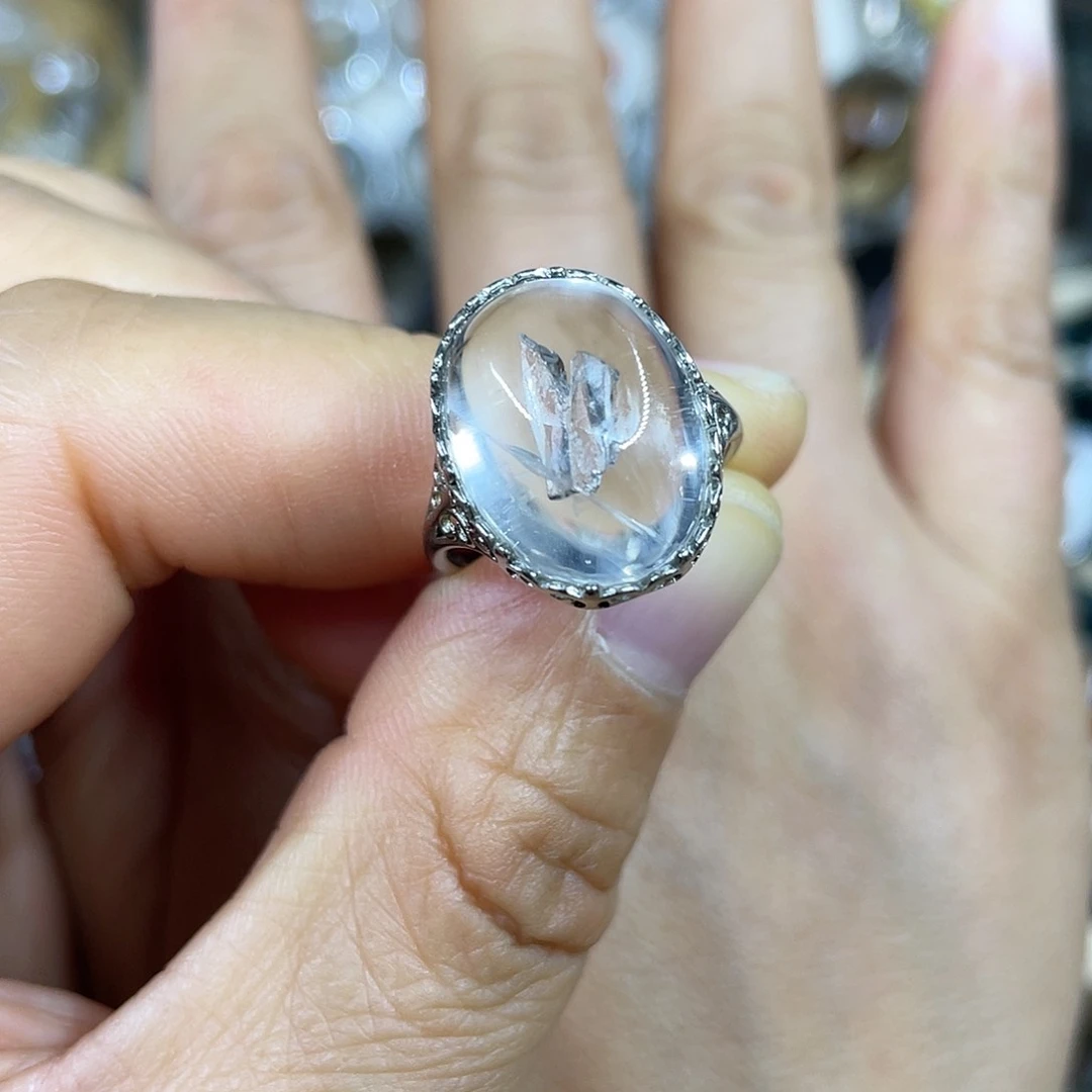 【闪购商品】银S925镶嵌珠宝半成品水晶戒指