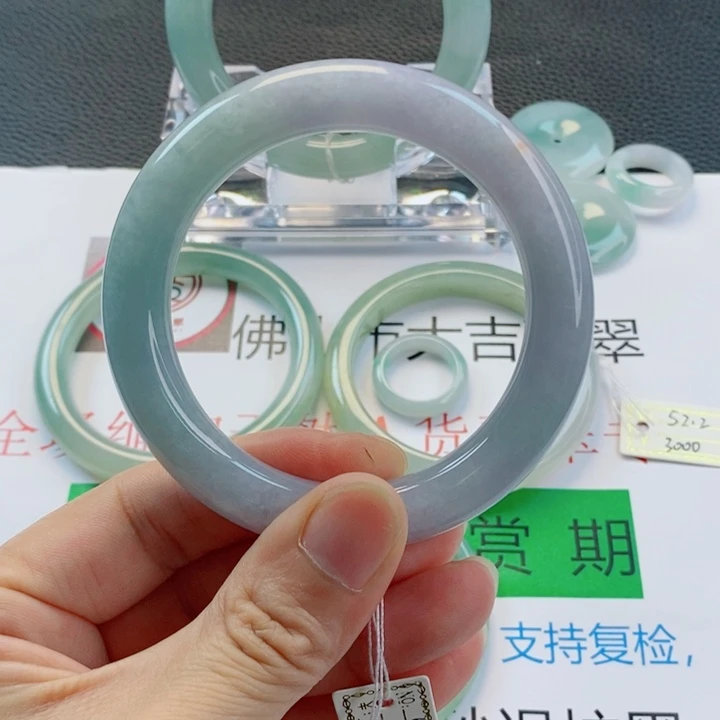 翡翠未镶嵌手镯胖圆条手镯55-56圈口