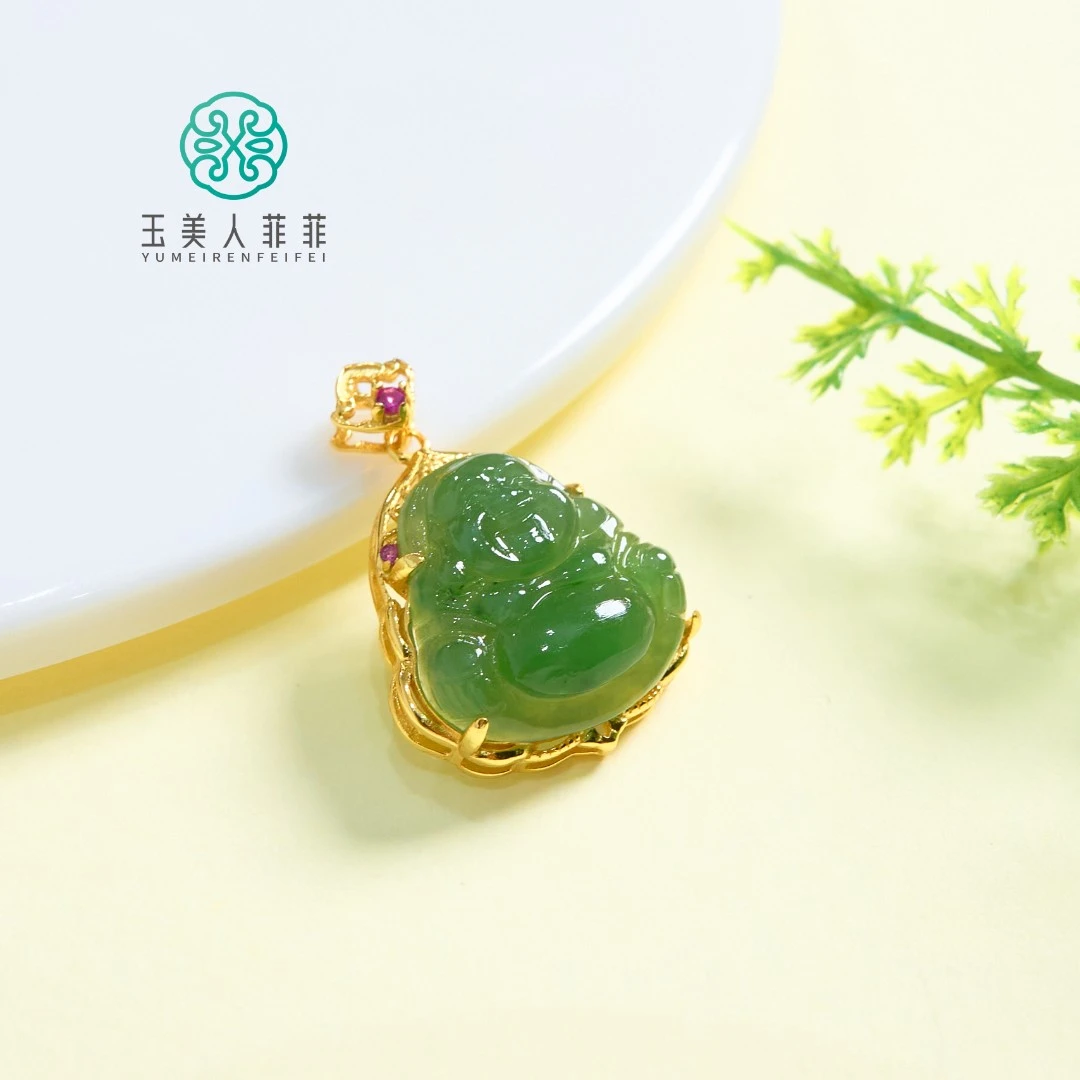 珠光宝气/和田玉佛公全包吊坠约25*18mm