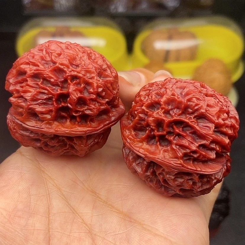【闪购商品】文玩核桃把件39尺红彩金蟾球