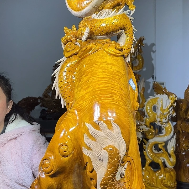 㐂***㐂金丝楠木龙摆件..