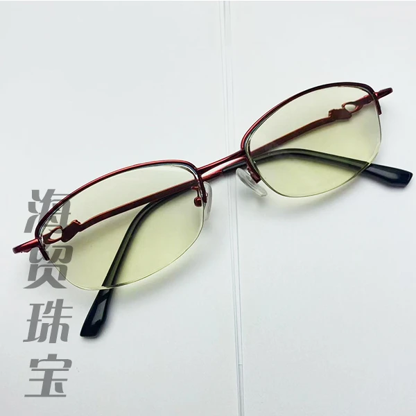 女士时尚高清竹叶青老花镜中老年时尚半框优雅护目水晶太阳眼镜