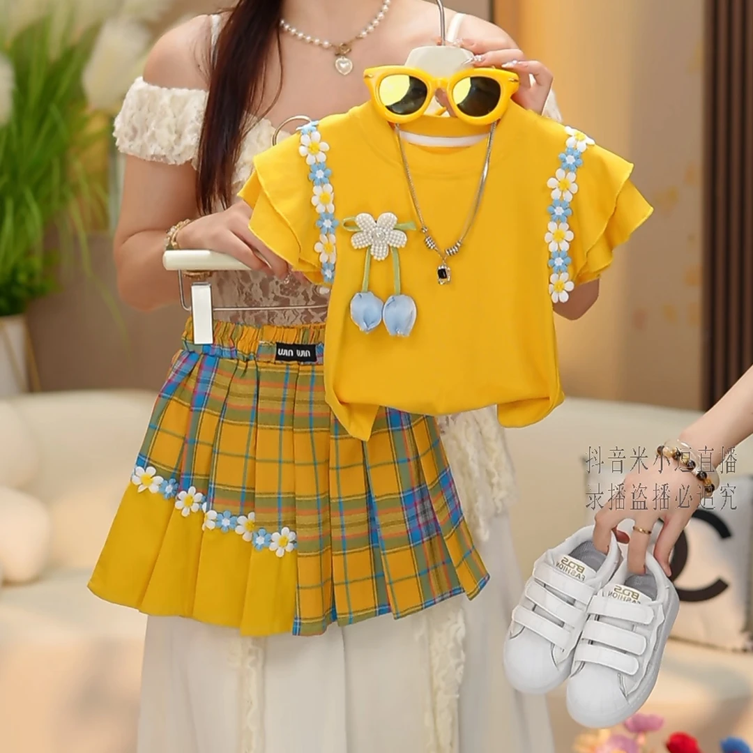 【米小逗】女童夏装棉质套装2025新款洋气韩版女宝时髦夏裙裤k043