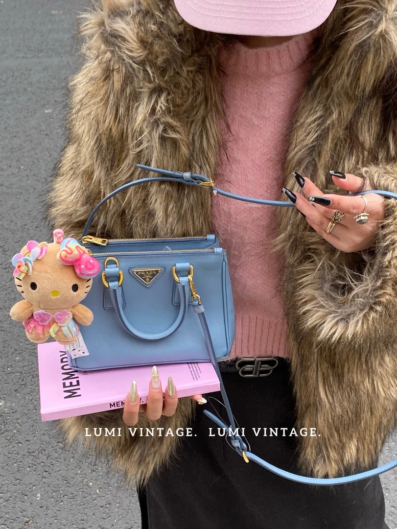 95新 Prada/普拉达 蓝金杀手包mini单肩包70328066