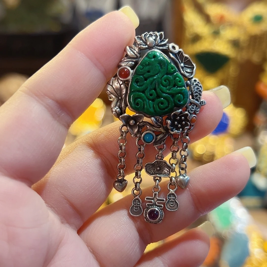 翡翠银S925镶嵌戒指/指环国风