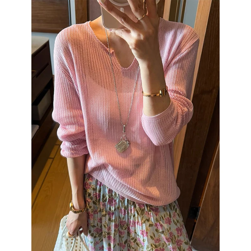 【樱草黄】3743超柔软新款高品质圆领针织上衣