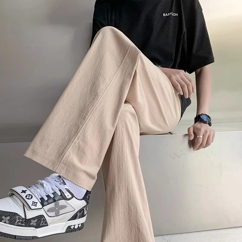 纯棉休闲裤男2025新款夏季棉麻垂感直筒裤子宽松潮流阔腿运动长裤