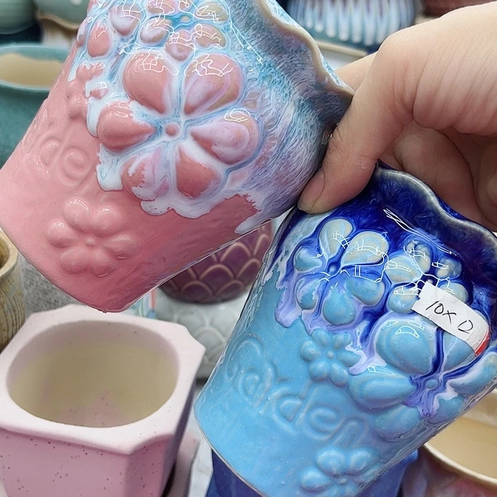 多肉绿植陶瓷花盆9.9包邮，有孔