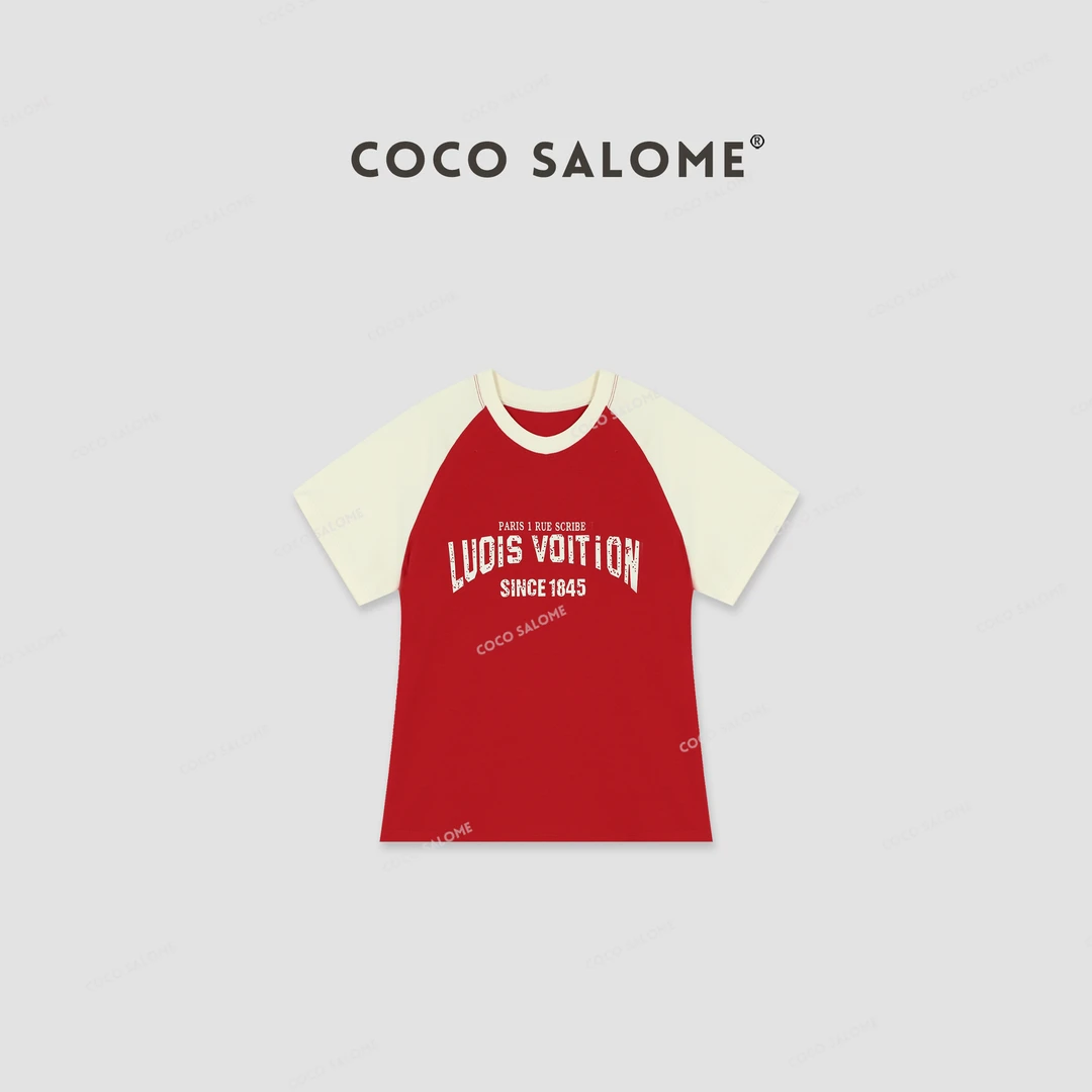 COCO SALOME⑥【人人爱】2025早春100棉230g圆领休闲红色短袖039L