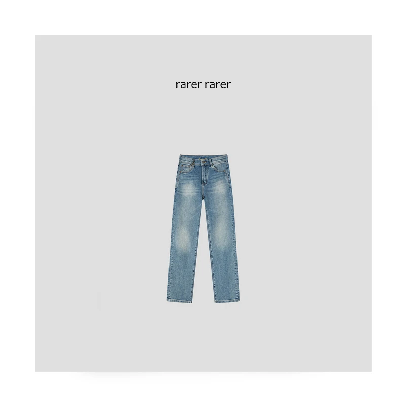 【rarer rarer】Y*L洗水蓝定制牛仔棉小直筒牛仔裤 2402147