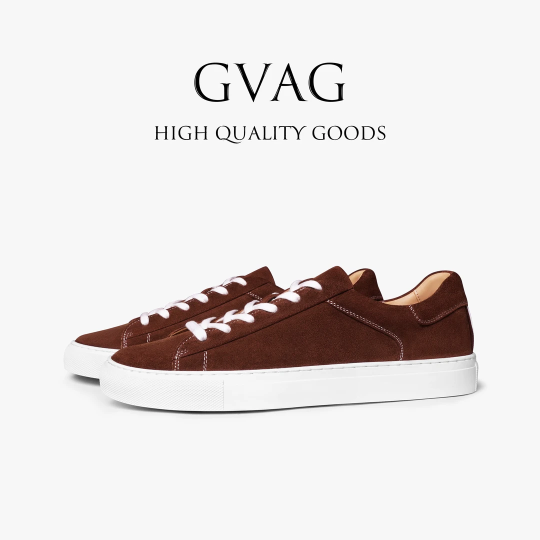 GVAG格瓦格【美拉德】深咖色胎牛反绒深棕百搭经典手缝制男百搭板鞋