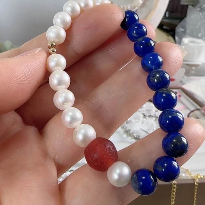 未镶嵌淡水珍珠巴洛克7加近圆款式链有纹