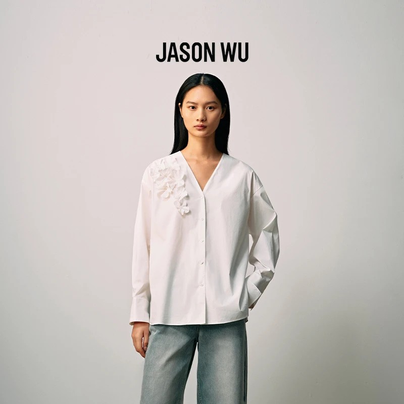 JASON WU25夏季新款通勤立体花卉设计上衣防晒衬衫63JSE2402502A