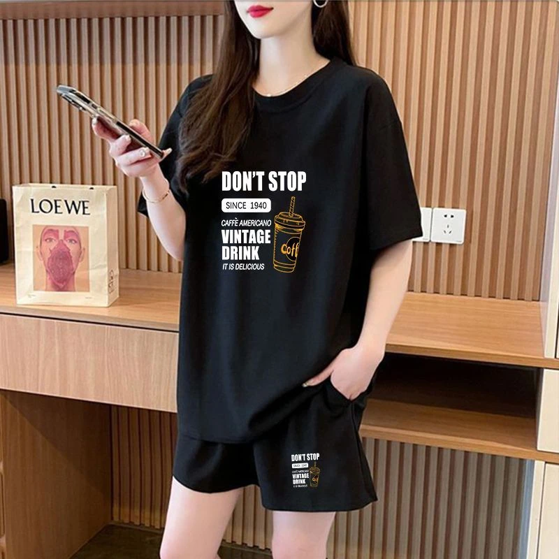 遮肚2025新款夏季大码女装胖mm运动套装ins女短袖短裤一整套时尚