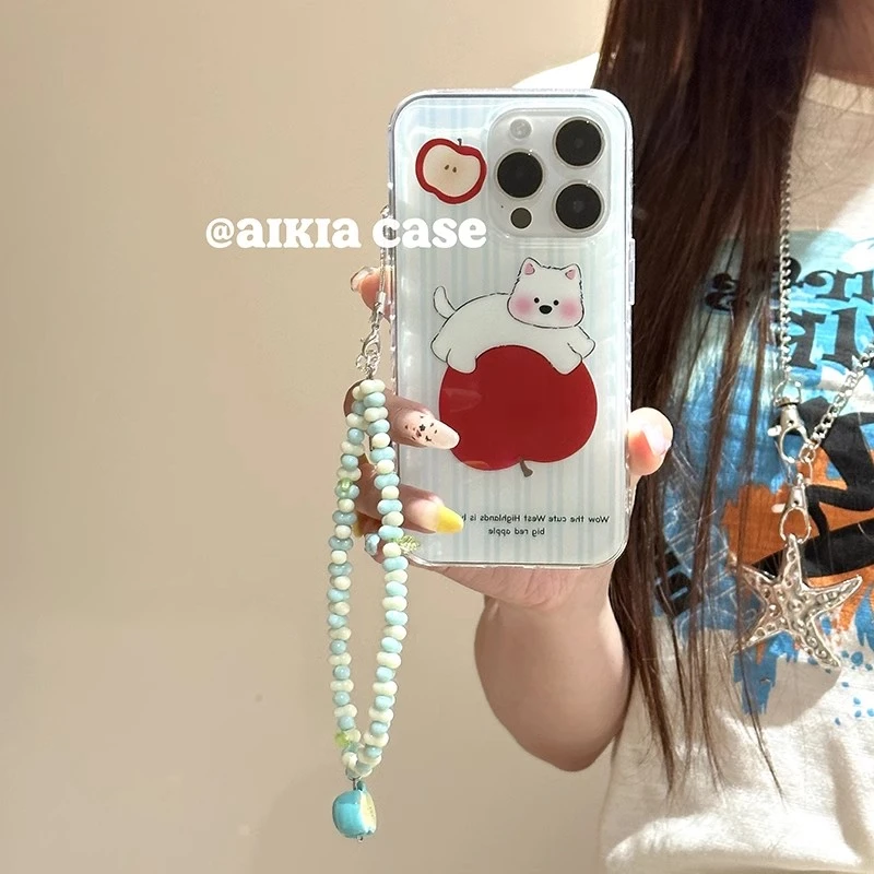 条纹苹果小狗适用苹果手机壳华为vivo小米荣耀oppo红米新款全包女