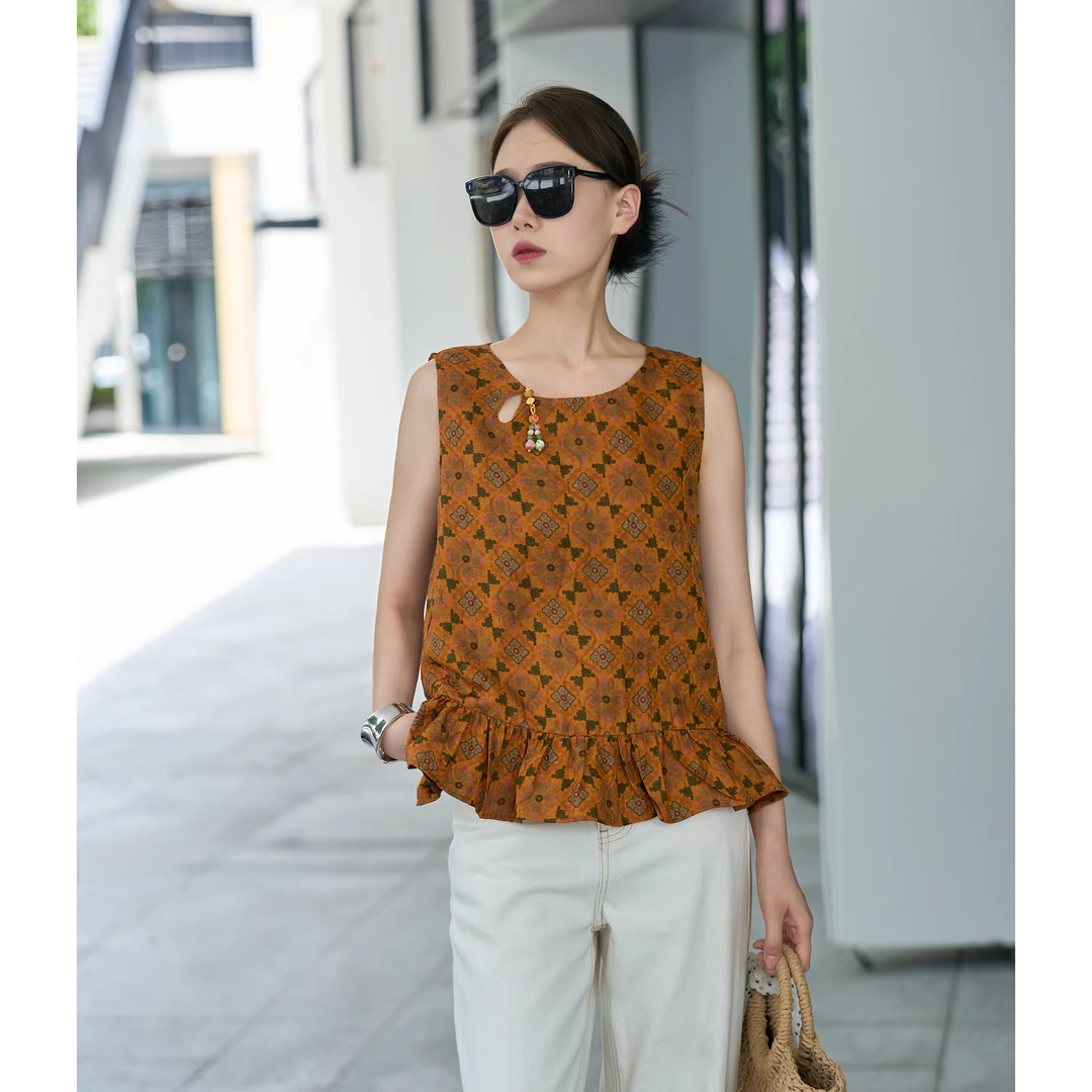 『立子·STUDIO 』七彩葫芦夏季新款真丝香云纱高定款小马甲