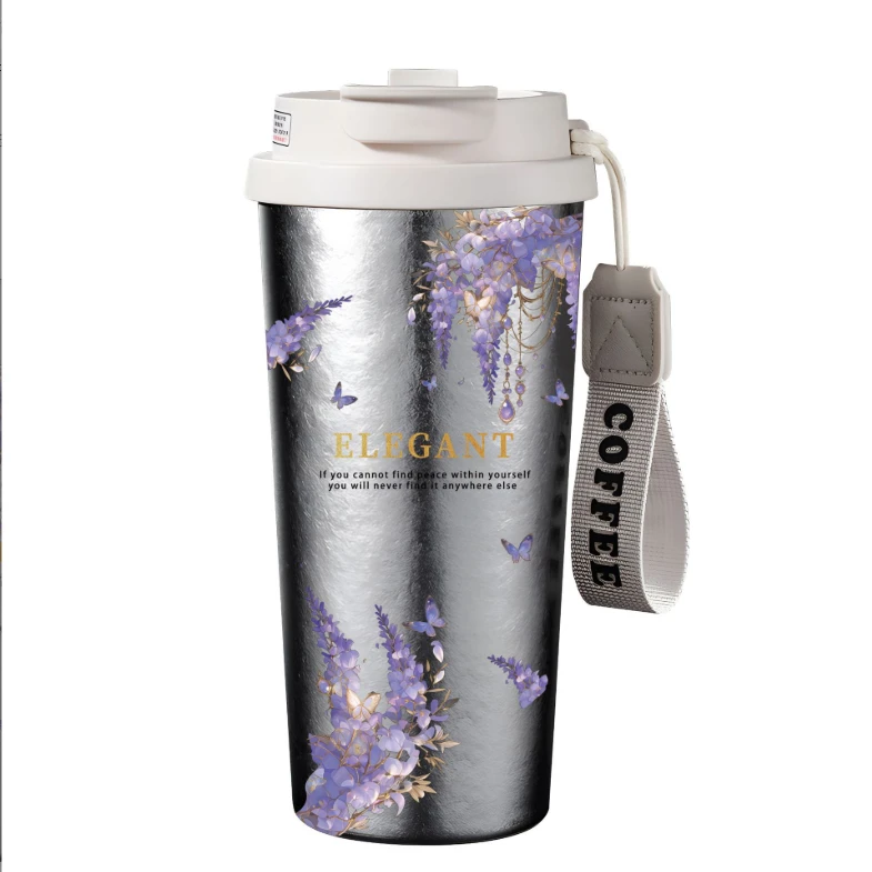 水杯新款高颜值纯钛咖啡杯户外便携钛杯轻奢铃兰保温杯双层肽杯