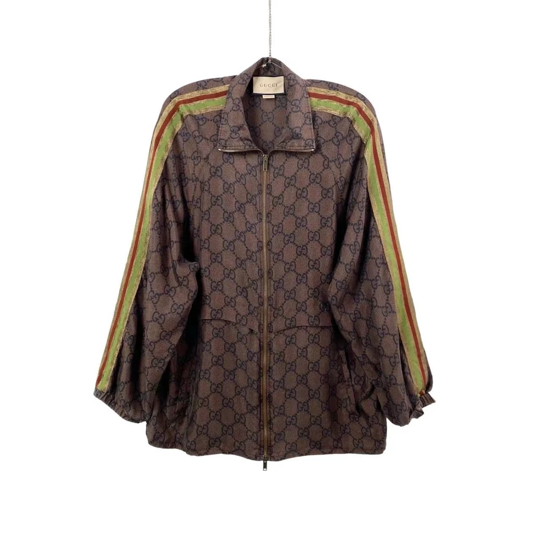 99新 GUCCI/古驰  bb0895 棕色老花双g满印外套 m码
