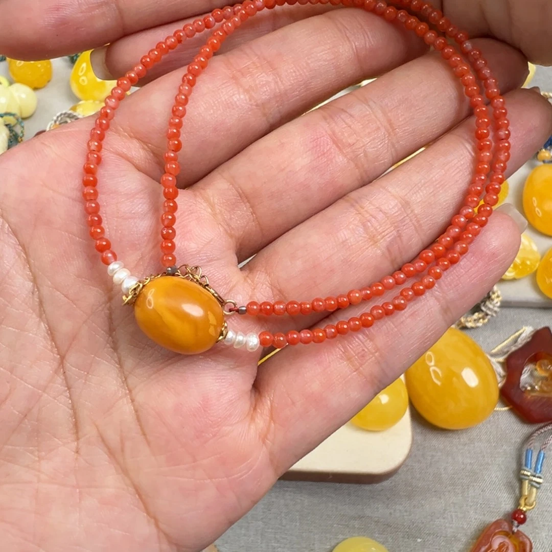 琥珀颈饰未镶嵌蜜蜡