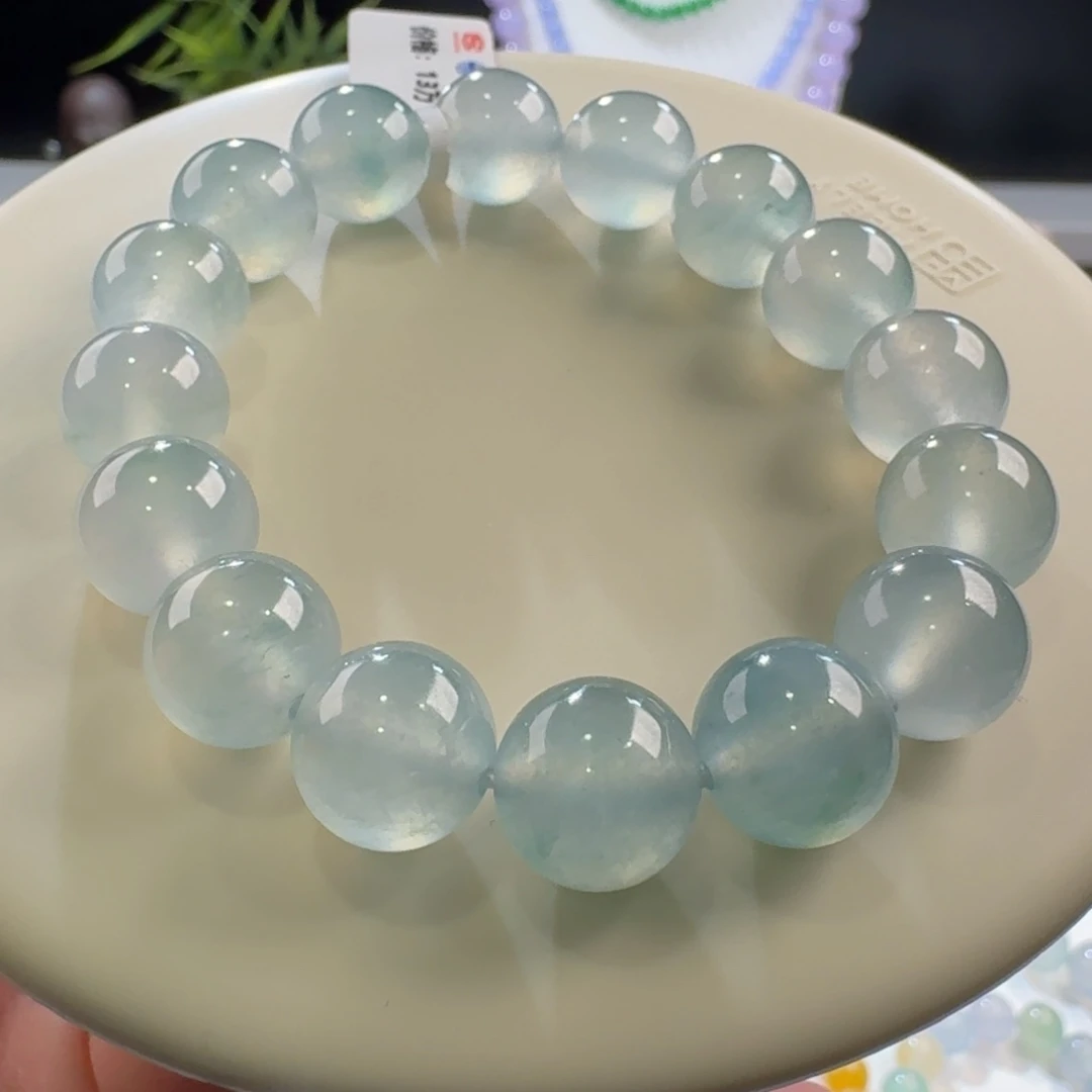 翡翠手链未镶嵌冰晴蓝单圈卡12.4