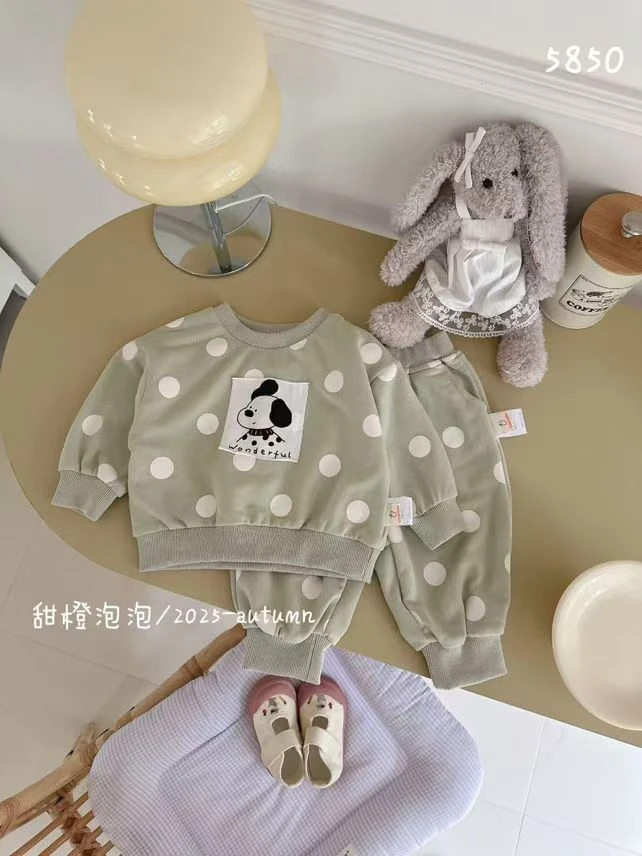 甜橙5850波点小狗套装（以直播衣服为准婴幼儿衣服
