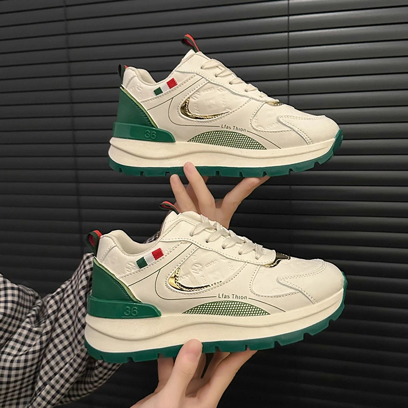 【CoCo专属】2025新款轻奢拼接印花厚底时尚休闲鞋