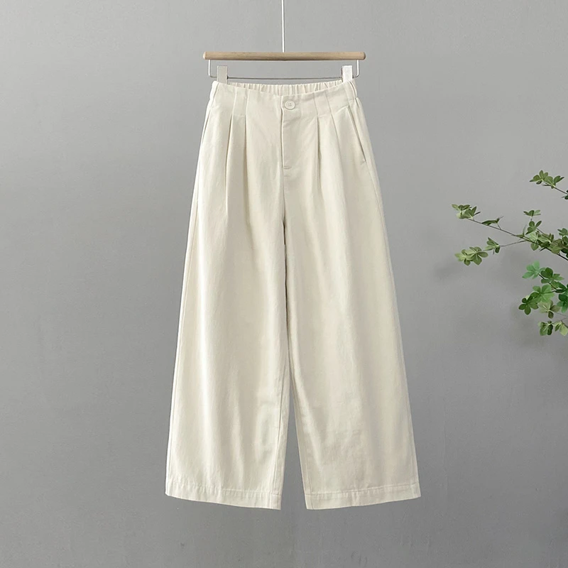 阔腿裤女2024春季新款高腰显瘦百搭休闲裤水洗棉气质长裤直筒裤