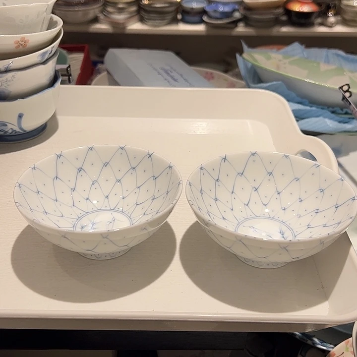 ****花瓷青花手绘内外绘超润碗2个